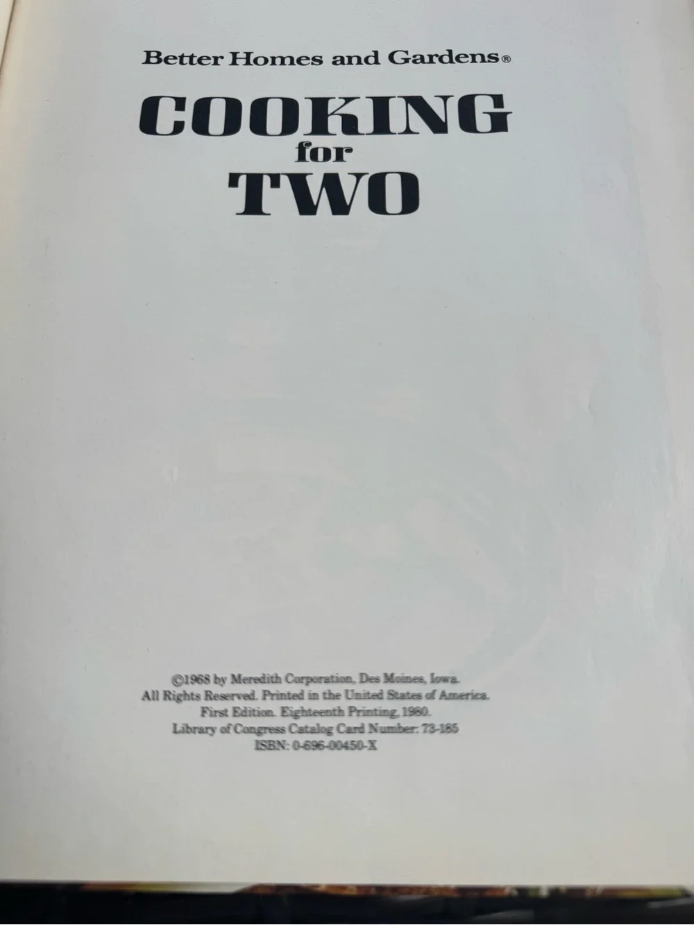 Vintage 1968 Better Homes & Garden Cooking For Two Retro Cookbook